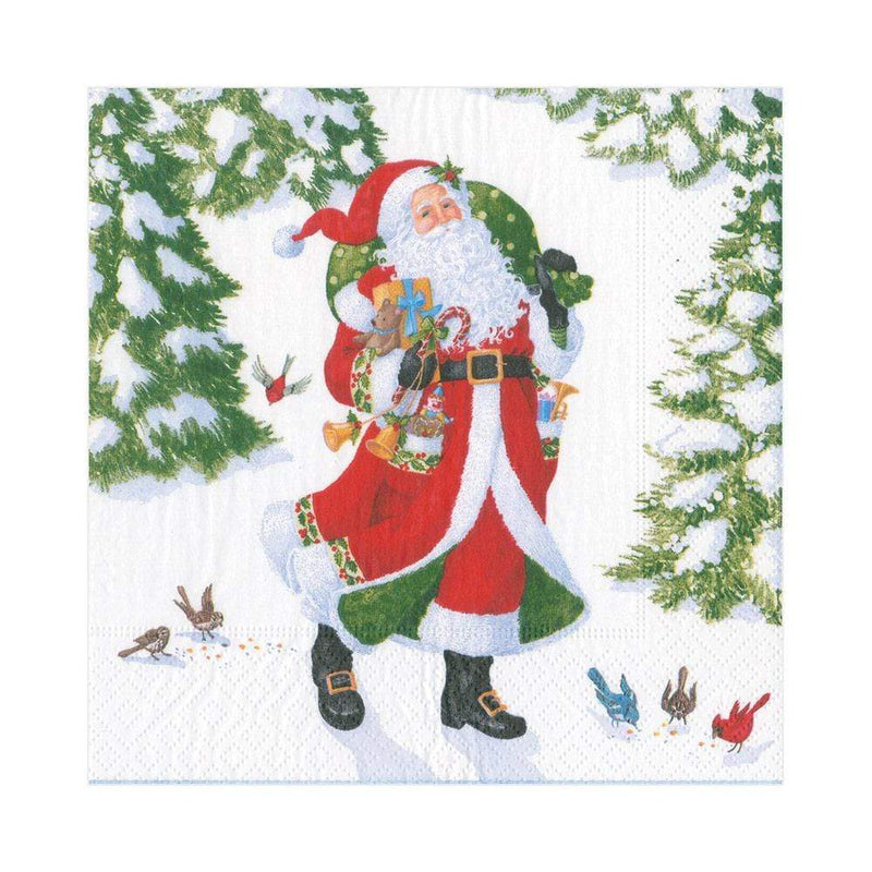 Caspari Woodland Santa Paper Luncheon Napkins