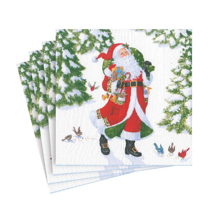 Caspari Woodland Santa Paper Luncheon Napkins