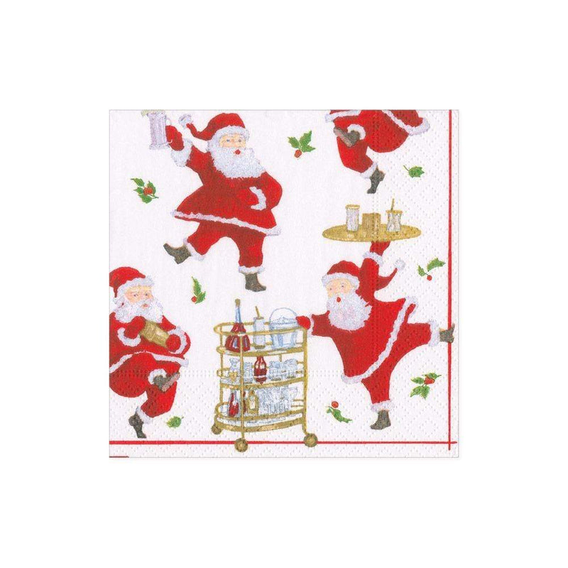 Caspari Cocktails with Santa Paper Cocktail Napkins