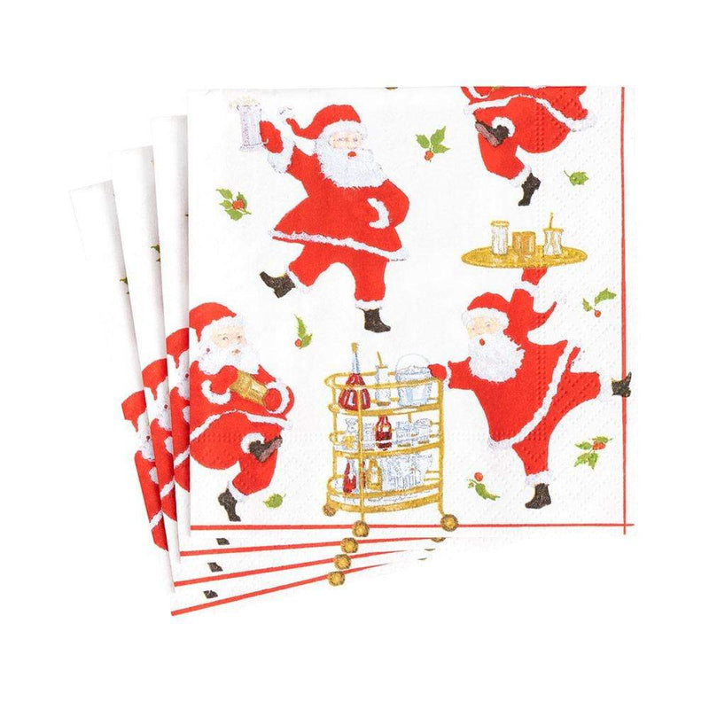 Caspari Cocktails with Santa Paper Cocktail Napkins