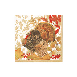 Caspari Woodland Turkey Paper Cocktail Napkins