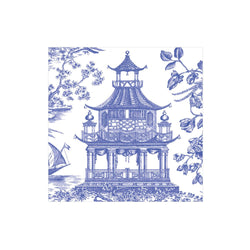Caspari Blue Chinoiserie Toile Pagoda Cocktail Napkins