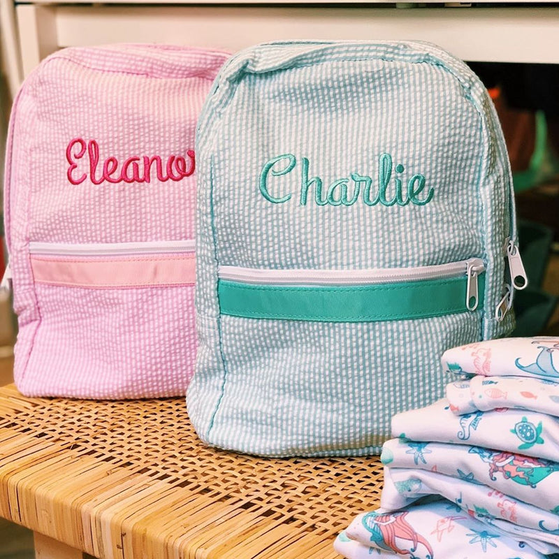 Personalized Small Seersucker Backpack - Assorted Colors