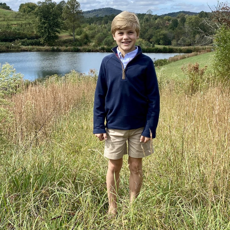 Navy Pullover - Habersham Half Zip- Bulls Bay Blue