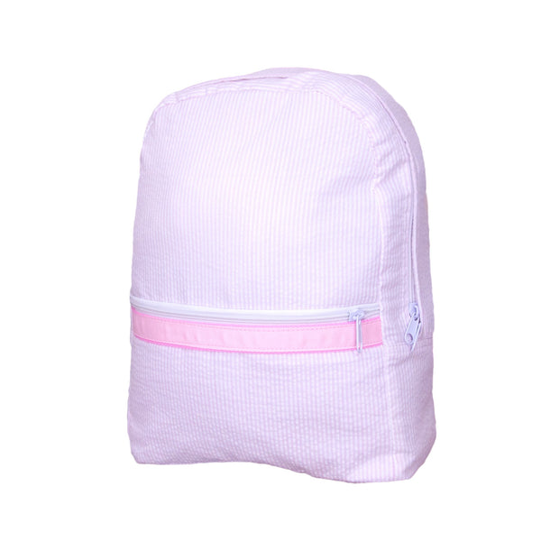 Large Pink Seersucker Backpack