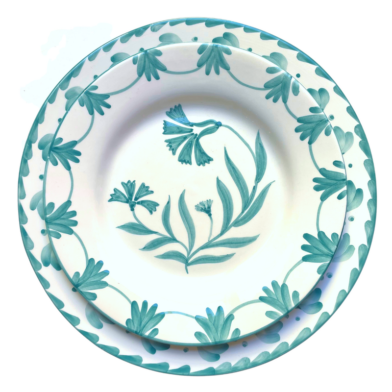 Turquoise Clavel Salad Plate Hojas Dinner Plate