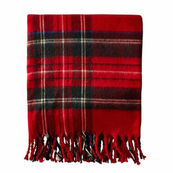 Tartan Fringe Throw - Monogram - Red