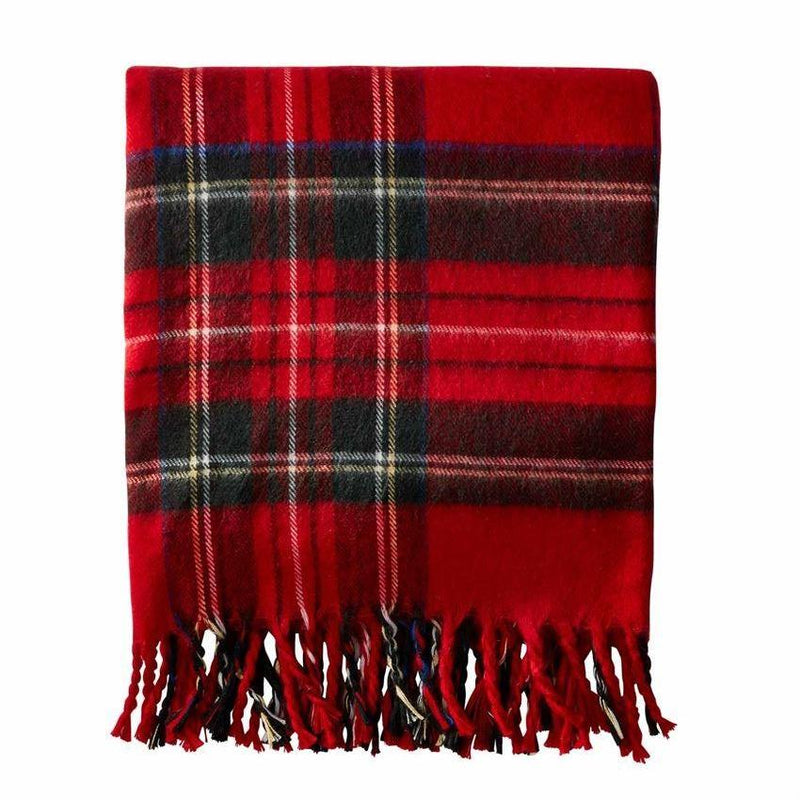 Tartan Fringe Throw - Monogram - Red