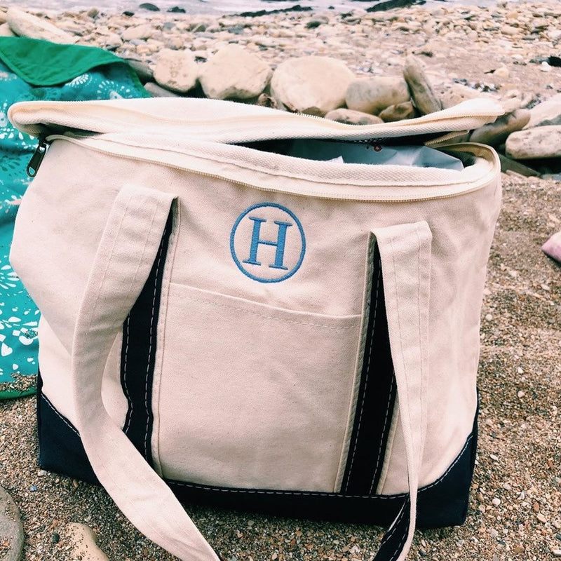 monogrammed boat tote