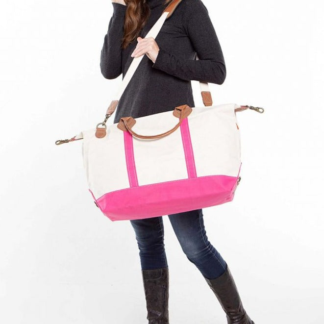 Canvas Weekender Duffel - Hot Pink - Monogrammed