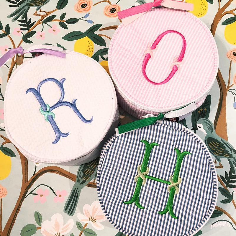 Seersucker Jewelry Round - Monogram or Personalize