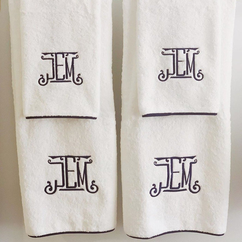 Monogrammed Matouk Cairo Towel With Straight Piping