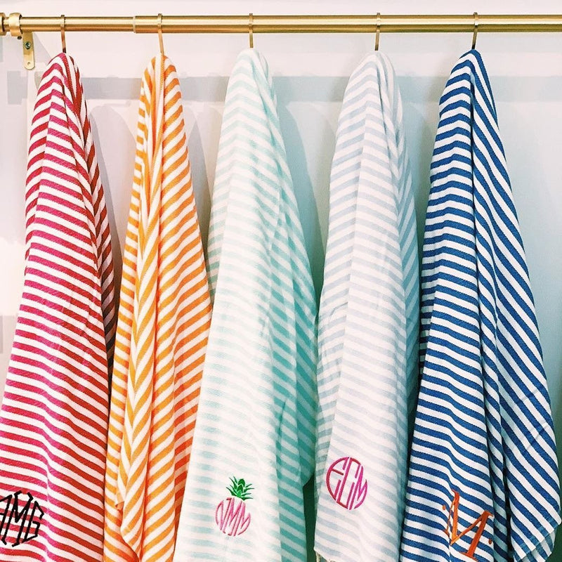 Candy Stripe Turkish Beach Towel - Assorted Colors - MonogrammedCandy Stripe Turkish Beach Towel - Assorted Colors - Monogrammed