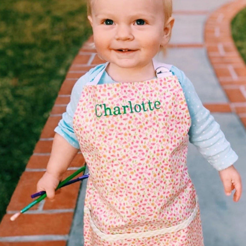 Laminated Apron / Art Smock - Flowers - Personalized