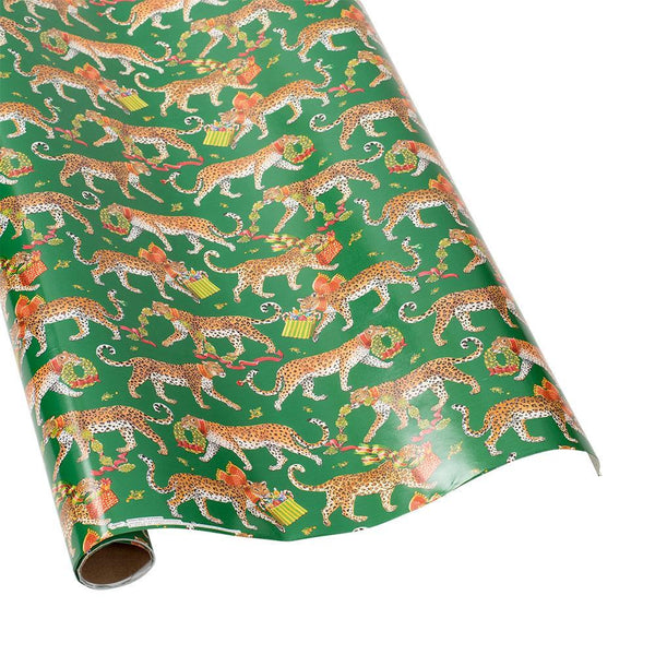 Green Christmas Leopard Wrapping Paper