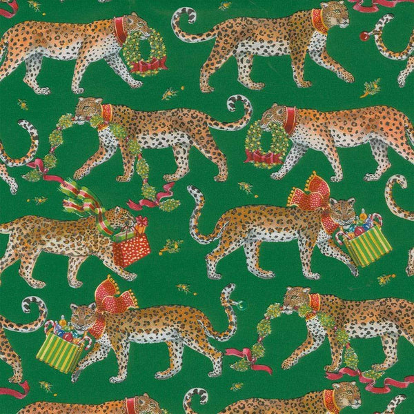 Green Christmas Leopard Wrapping Paper