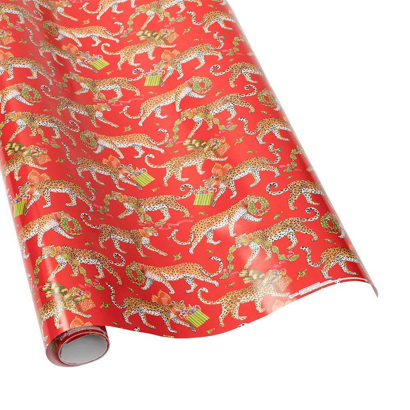 Red Christmas Leopard Wrapping Paper