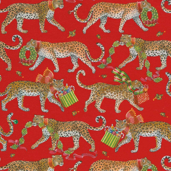 Red Christmas Leopard Wrapping Paper