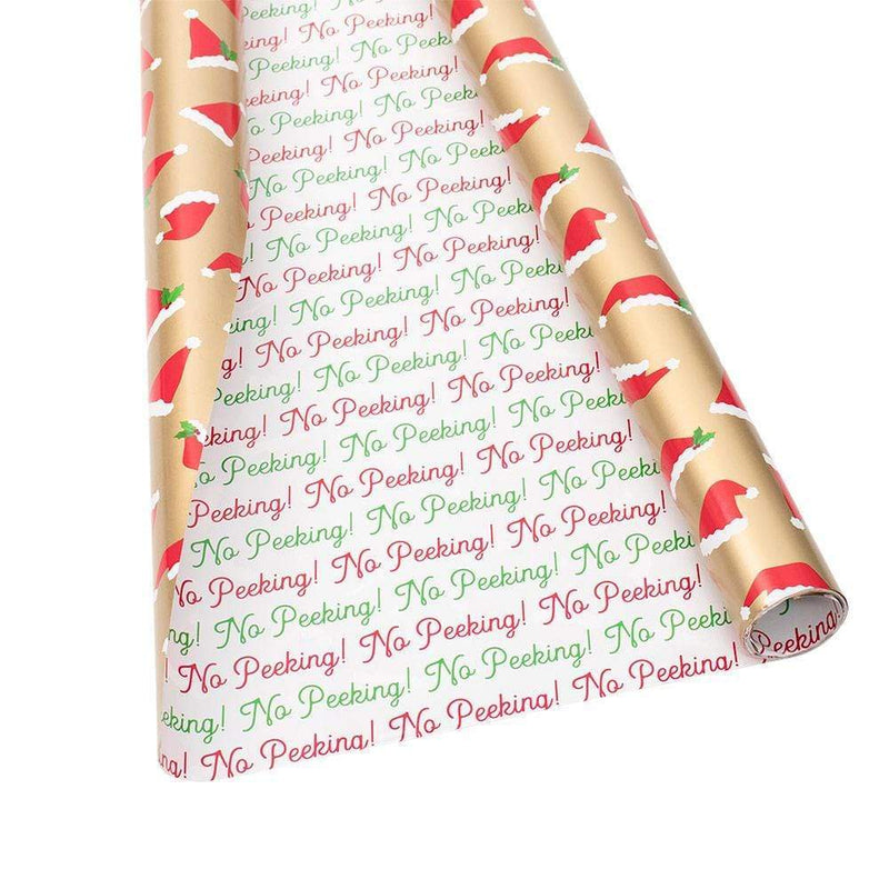 Caspari Santa Hat Toss Reversible Wrapping Paper