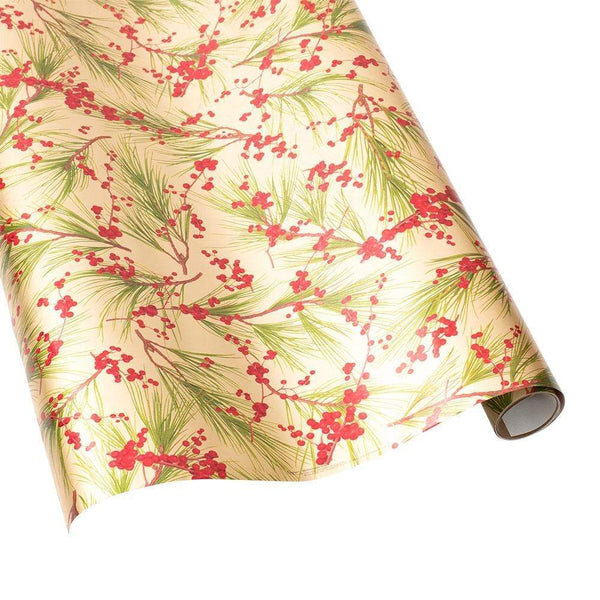 Caspari Gold Berries & Pink Wrapping Paper
