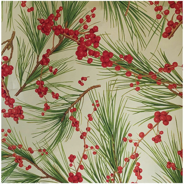 Caspari Gold Berries & Pink Wrapping Paper