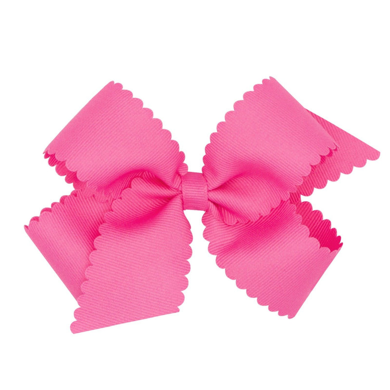 Scallop Grosgrain Hair Bow - Pink - Monogram