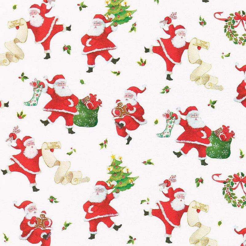 Caspari Dancing Santas Wrapping Paper