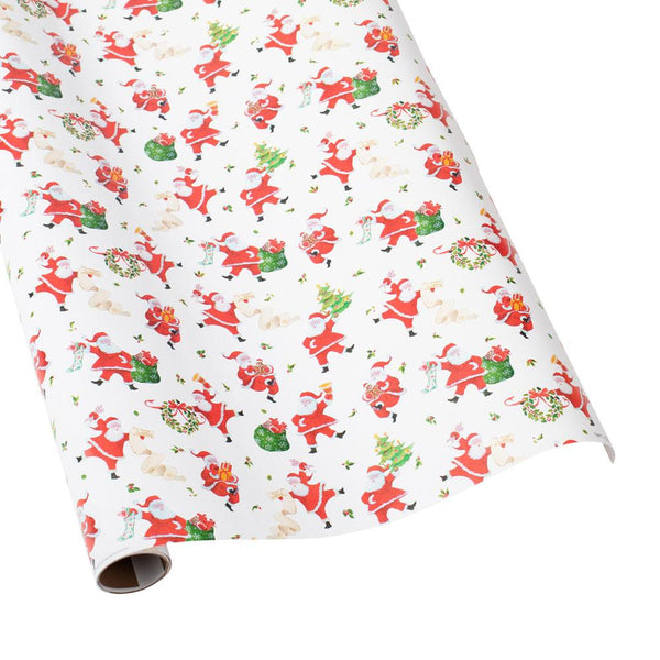 Caspari Dancing Santas Wrapping Paper