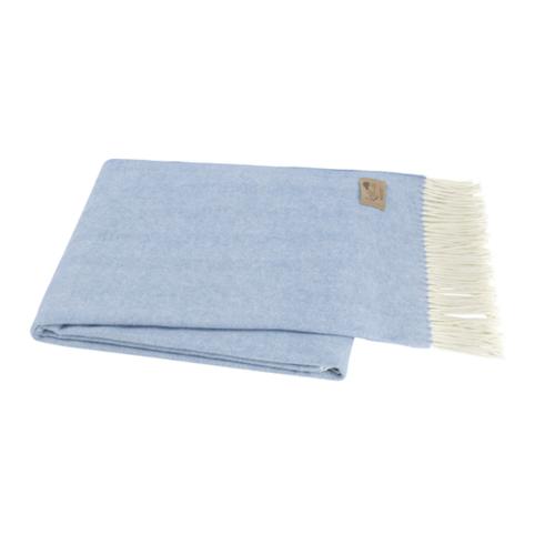 Monogrammed Herringbone Throw Blanket - Blue Denim