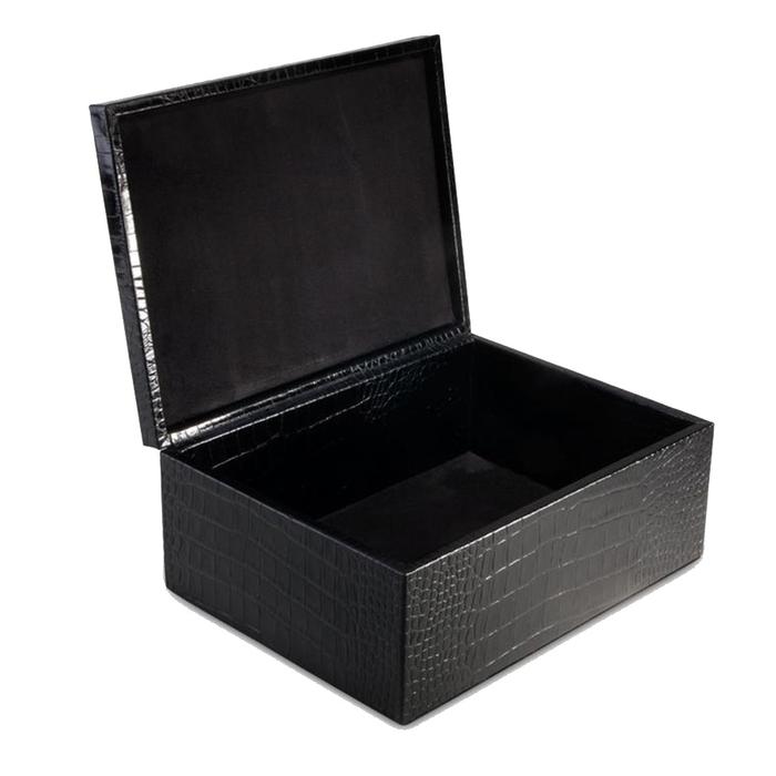 Large Leather Box - Black Leather - Graphic Image
