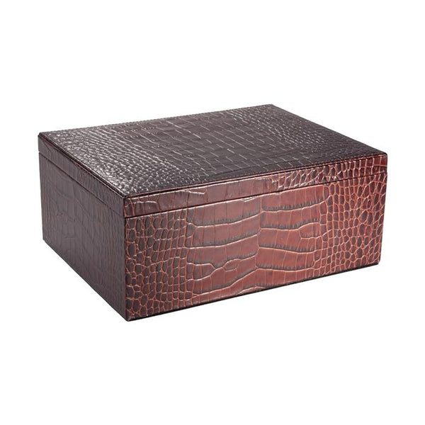 Large Leather Box - Brown Leather - Graphic Image