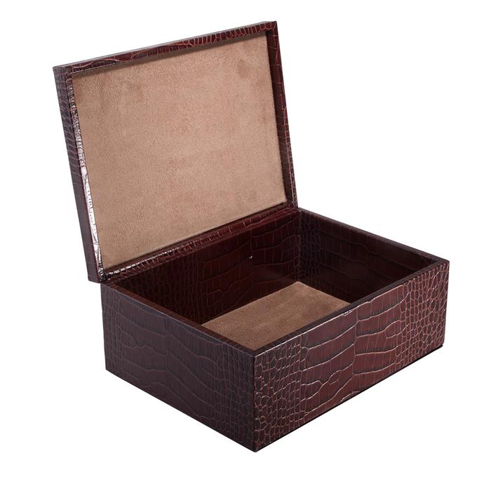 Large Leather Box - Brown Leather - Graphic Image