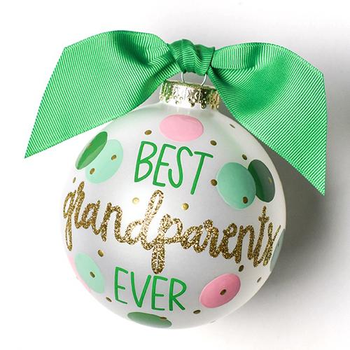 Personalized Best Grandparents Ever Glass Ornament