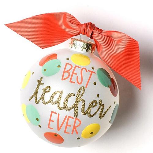 Personalized Best Teacher Ever Ornament - Coton Colors