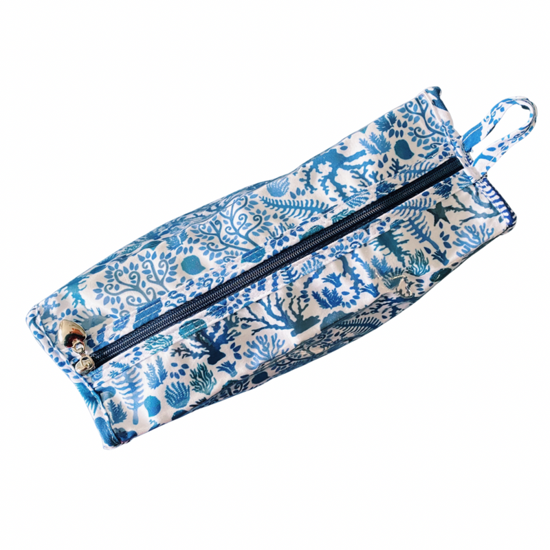 Blue Coral Box Cosmetic Bag