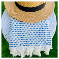 Wave Turkish Beach Towel - Blue