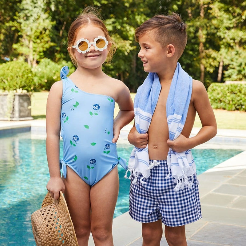 Navy Gingham Sanibel Board Short - Lake Gingham - Little English