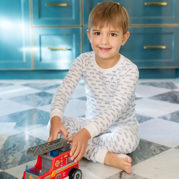 Lila & Hayes Bradford Pajama Set - Firetruck Blue