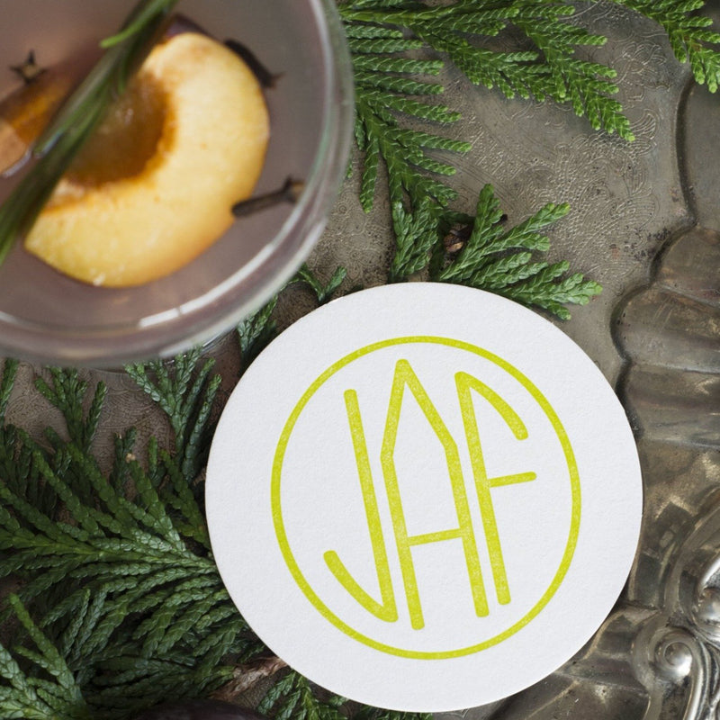 Monogrammed Disposable Letterpress Coasters