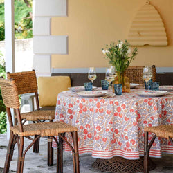 Pomegranate Ivory Cactus Flower Tablecloth