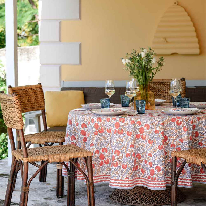 Pomegranate Ivory Cactus Flower Tablecloth