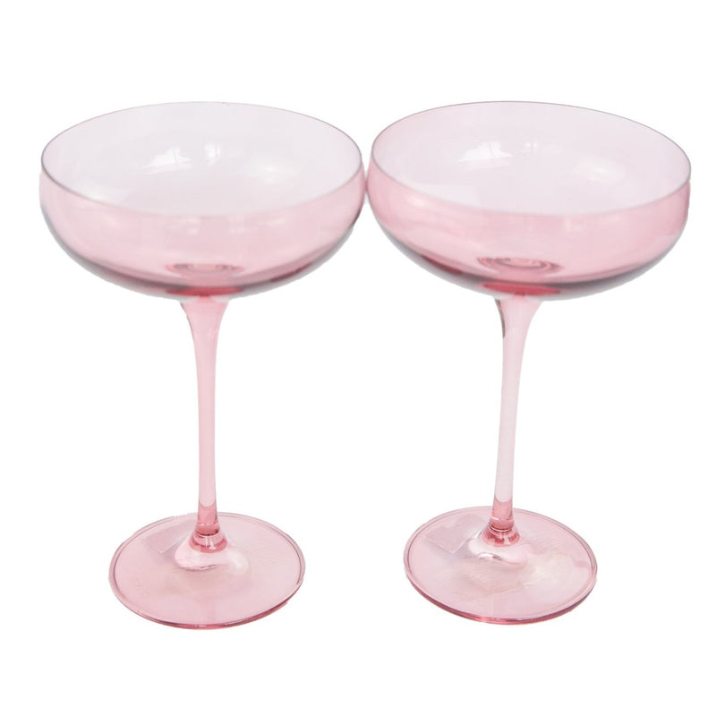 Estelle Colored Cocktail Coupe Glasses - Rose Pink