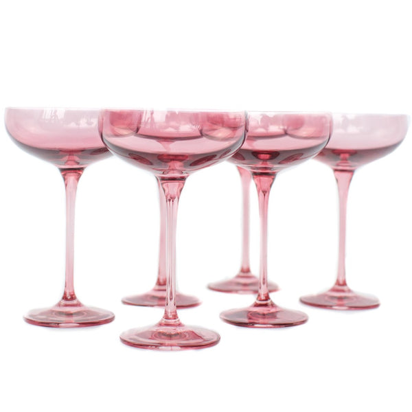 Estelle Colored Cocktail Coupe Glasses - Rose Pink