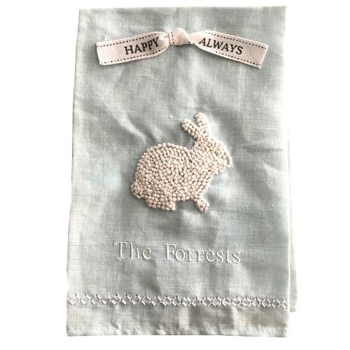 Personalized Easter Guest Towel with Bunny - Blue