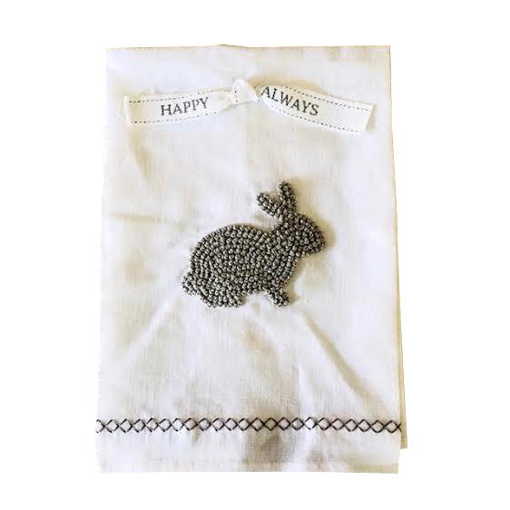 Personalized Easter Guest Towel with Bunny - White