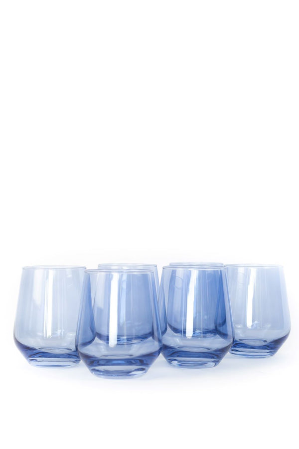 Estelle Colored Stemless Wine Glasses - Cobalt Blue
