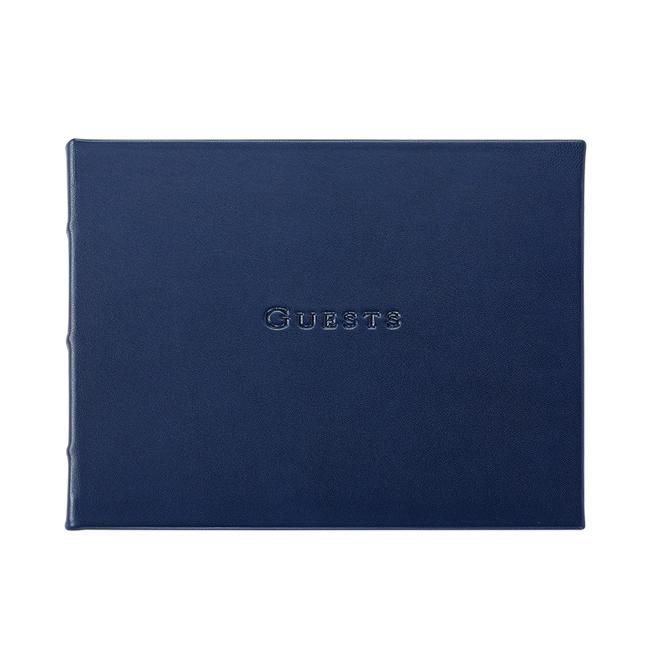 Leather Guest Book - Blue - Personalized