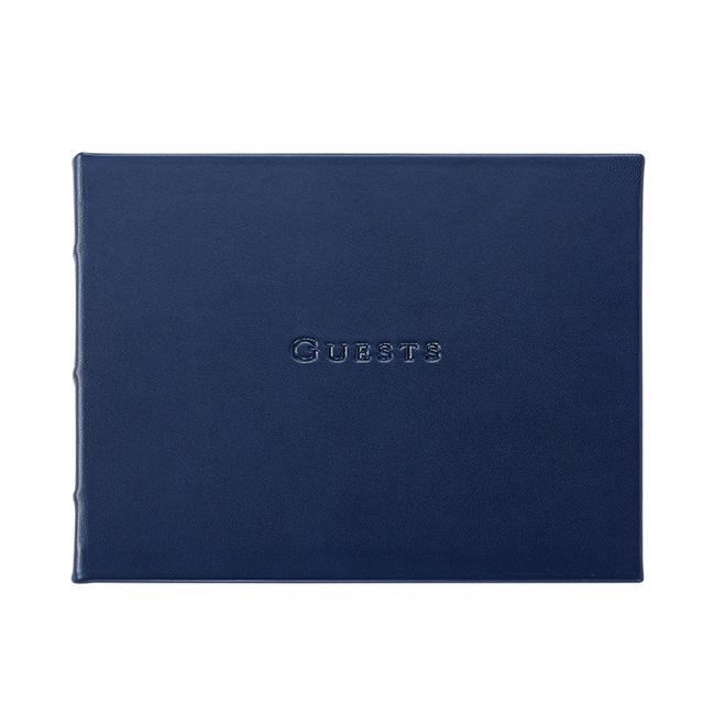 Leather Guest Book - Blue - Personalized