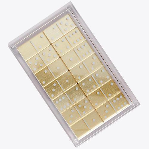 modern set of dominos in a lucite box - gold