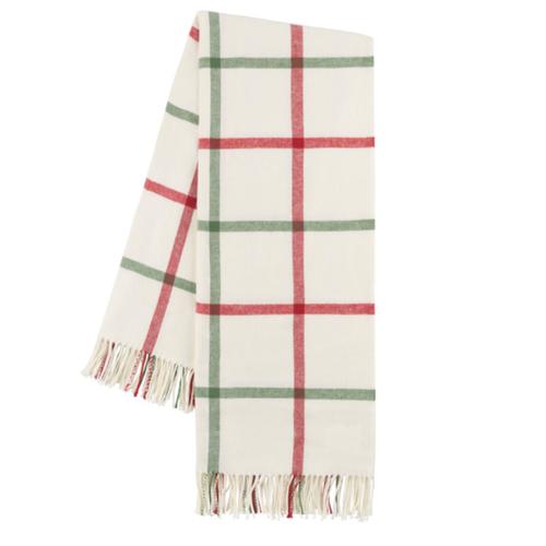Christmas Plaid Lightweight Throw - Holiday Tattersall - Personalize or Monogram